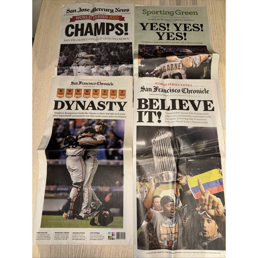 SF Giants World Series Newspaper Lot 2010 2012 2014 Chronicle Mercury Dynasty